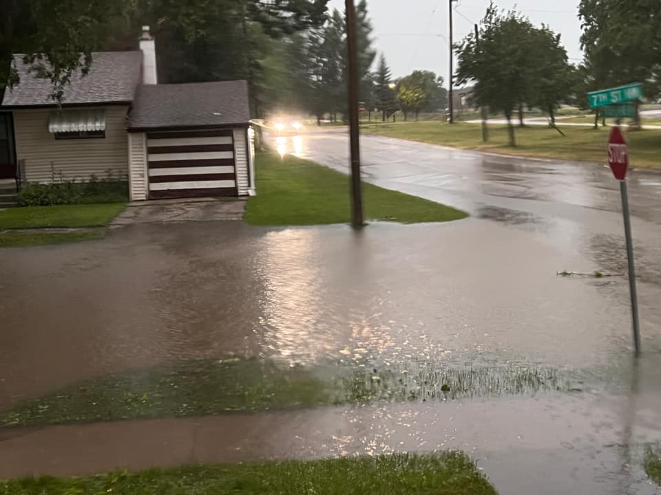 See flooding throughout Portage from Tuesday morning's heavy rainfall